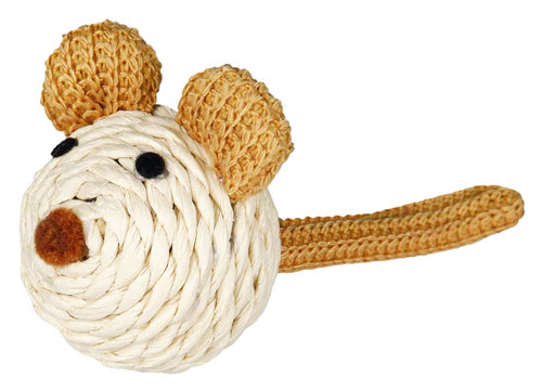 45758 - Mouse with rattle, paper yarn, 5 cm