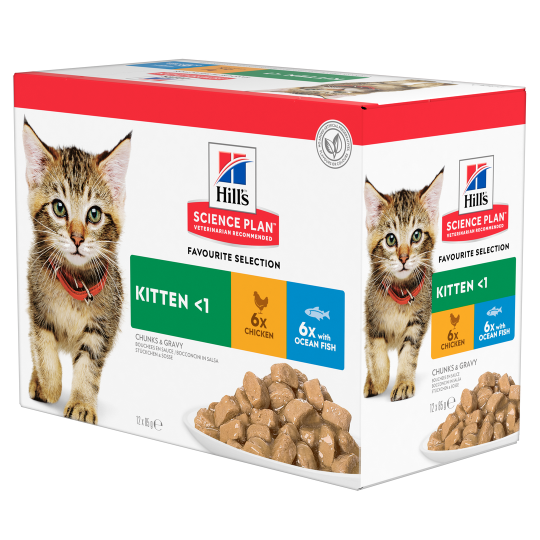Science plan Kitten favourite Selection 12 pack pouches (12x85g)