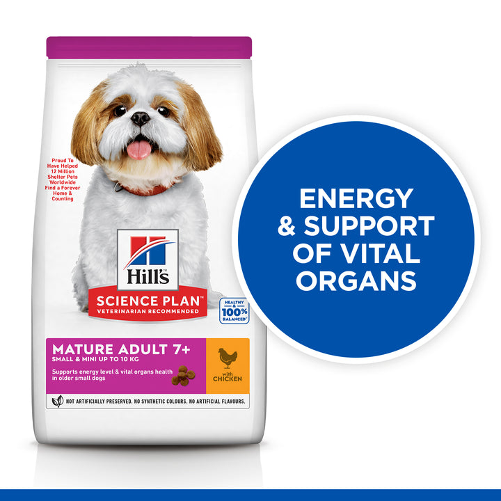Hill's Science Plan Mature Adult 7+ Small & Miniature Dog Food, Chicken, 1.5Kg