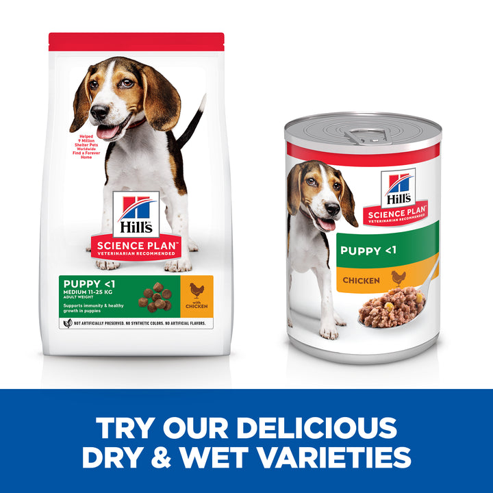 Hill's Science Plan Puppy  Medium Dog Food Savoury Chicken 370G can