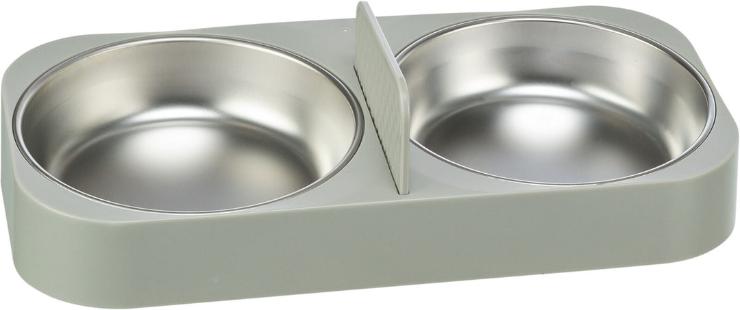 24348 - Double bowl, plastic/stainless steel for #24347, 0.5 l/32 x 5 x 16 cm, white