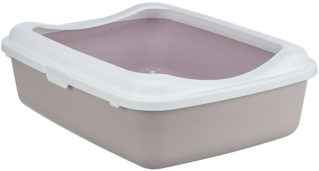 Classic cat litter tray, with rim, 37 x 15 x 48 cm, light lilac/white