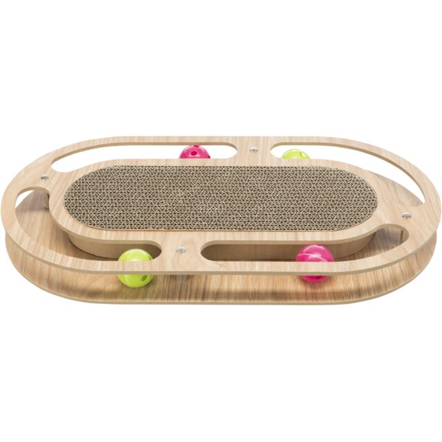 48020 Scratching cardboard with toys, wood, catnip, 46 x 4 x 25 cm