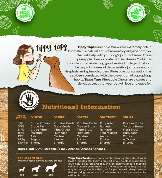 Pineapple Chews - Tippy Taps 100% natural dog treats 80g