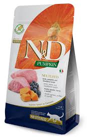 N & D Cat dry Pumpkin Grain Free - Neutered Lamb. Pumpkin & Blueberry