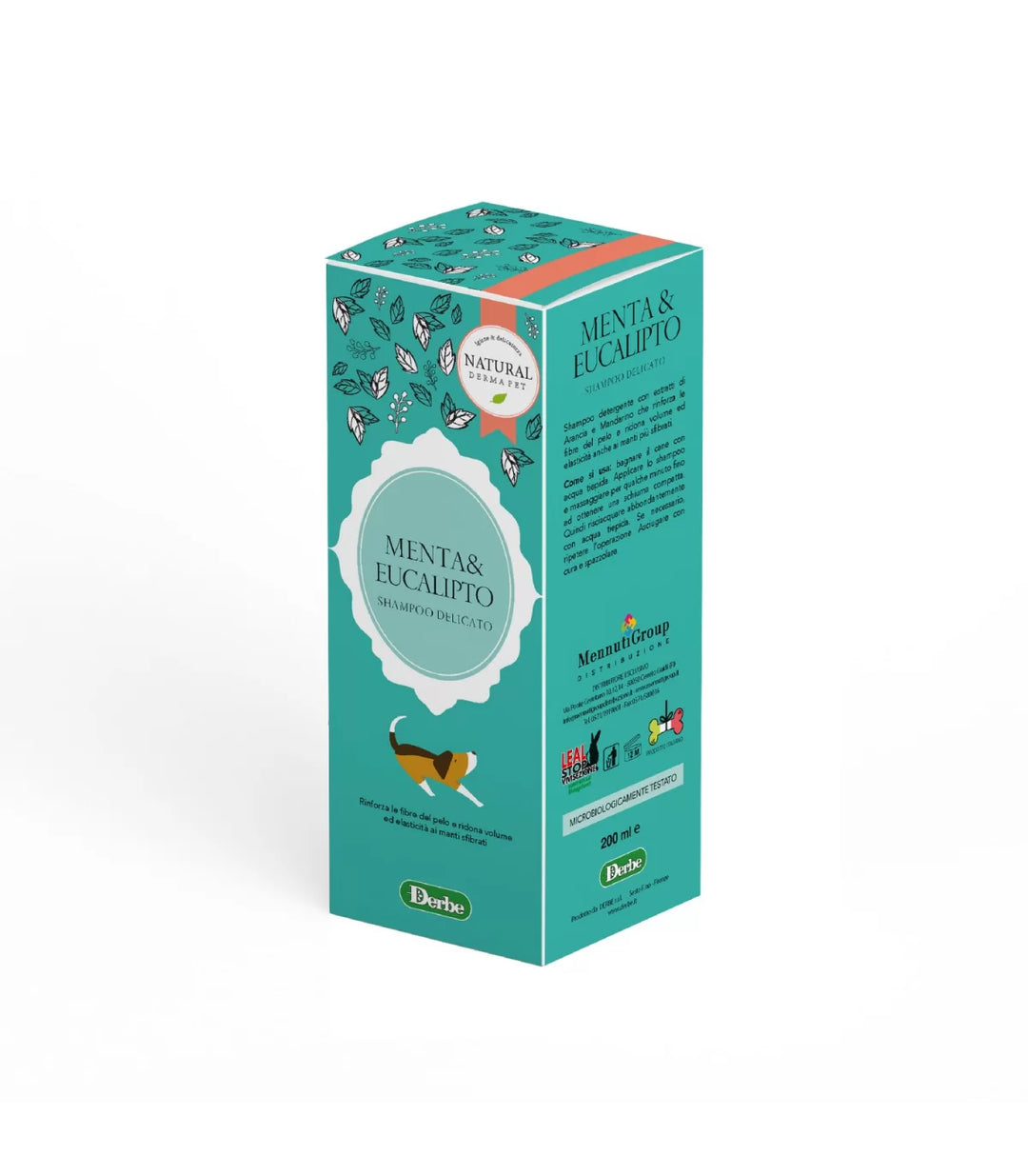 Natural Derma Pet Shampoo, Menta & Eucalipto, 200ml
