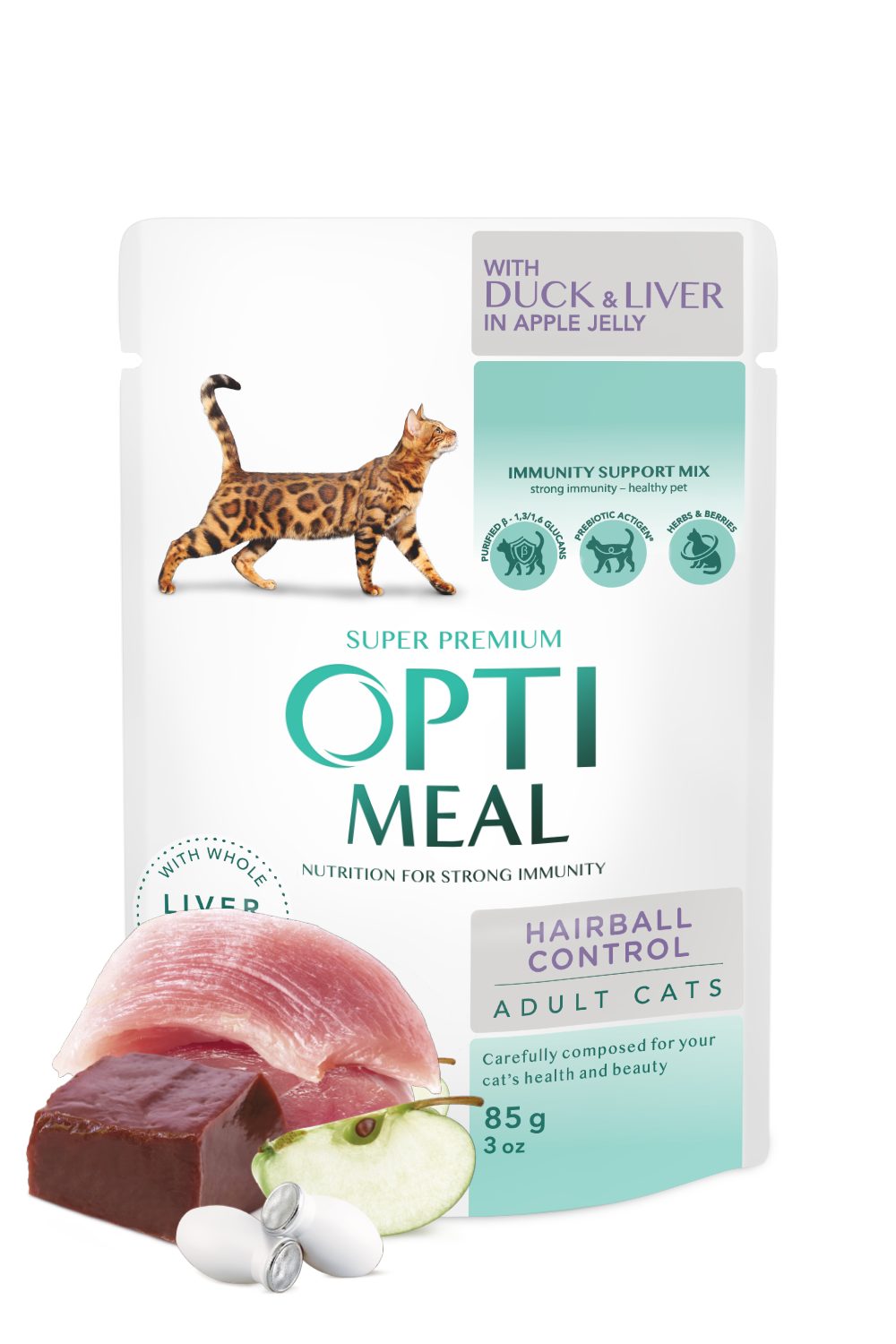 OPTIMEAL™. ?omplete Pouches pet food - Duck & Liver