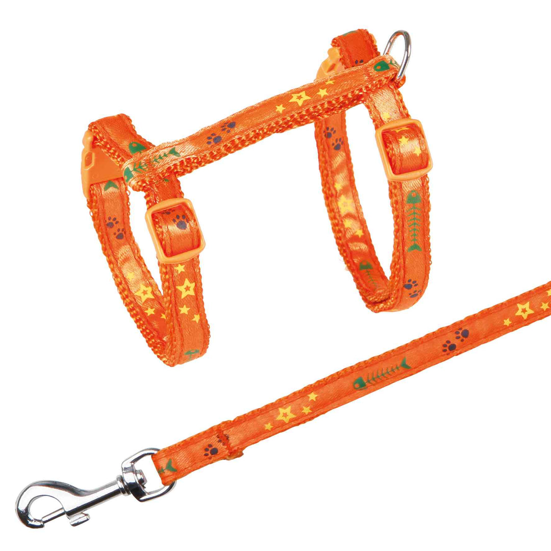 Kitten harness with leash, motif strap, nylon, 22-36 cm/10 mm, 1.20 m