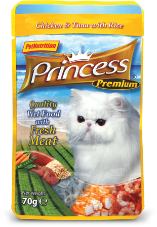 Princess Premium Pouches, Chicken/Tuna/Rice, 70g