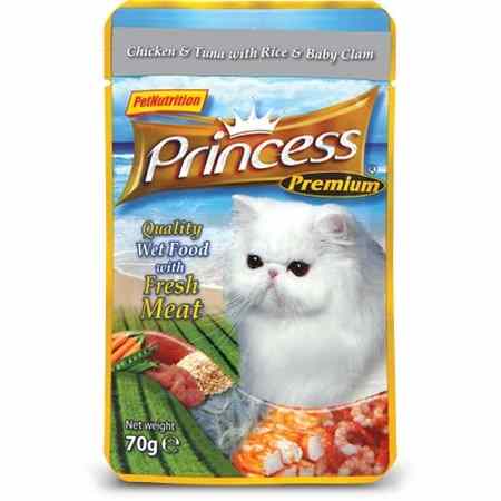 Princess Premium Pouches, Chicken/Tuna/Baby Clams, 70g