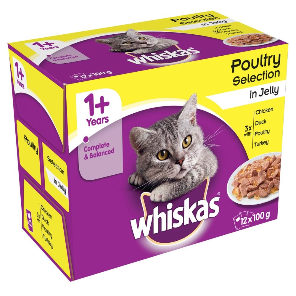 Whiskas Poultry Selection Variety Pack - 12 POUCHES X 100GR
