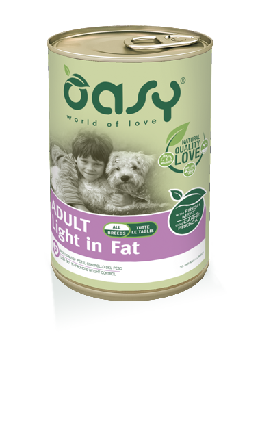 Oasy dog tin ADULT LIGHT IN FAT, 400g tins