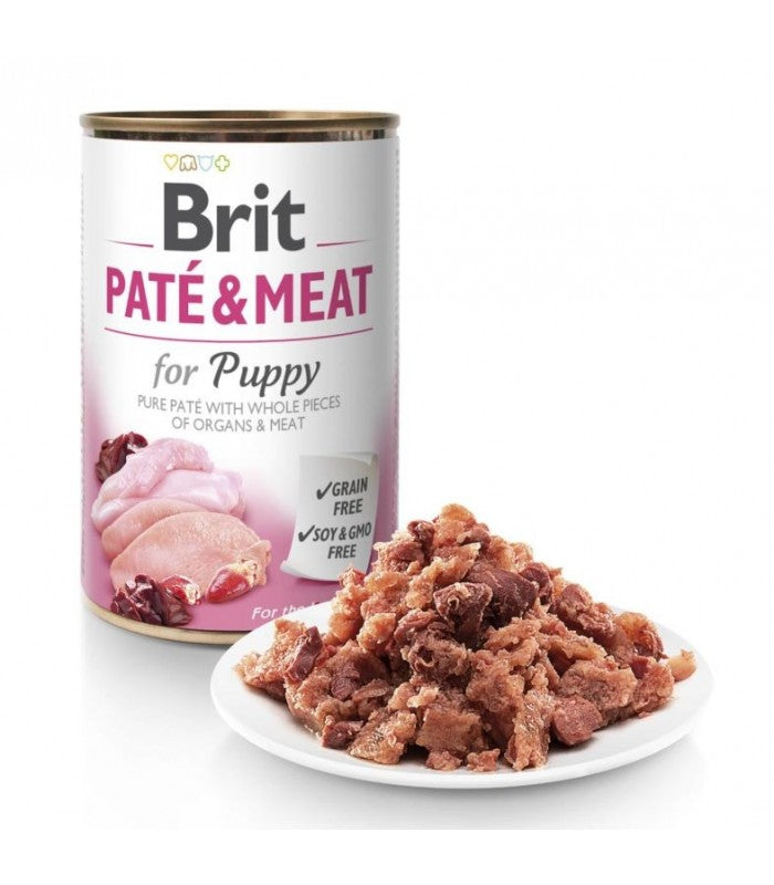 Brit Pate Meat tins 400g Puppy Chicken Turkey –