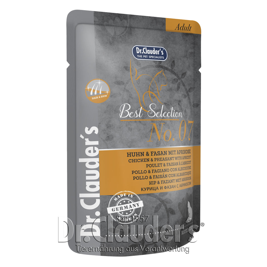 Dr Clauder's cat Pouches Best Selection No 7 - Chicken & Pheasant with apricot, 85g