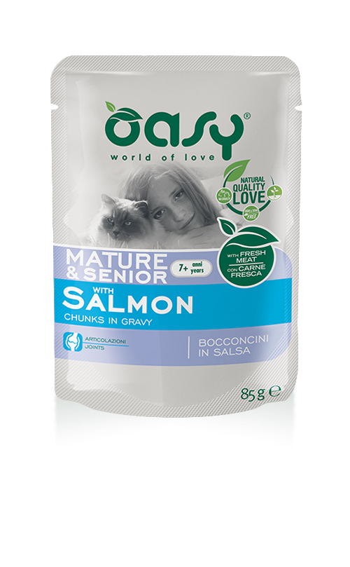Oasy chunks in gravy pouches - Mature/Senior, Salmon , 85g