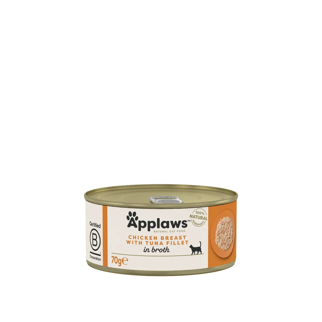 Applaws cat tin Chicken &amp; Tuna Fillet in Broth, 70g