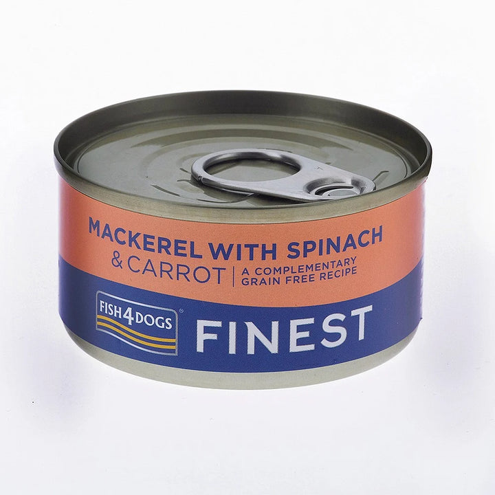 Fish4dogs dog Tin Finest Mackerel with Carrot/Spinach 85g