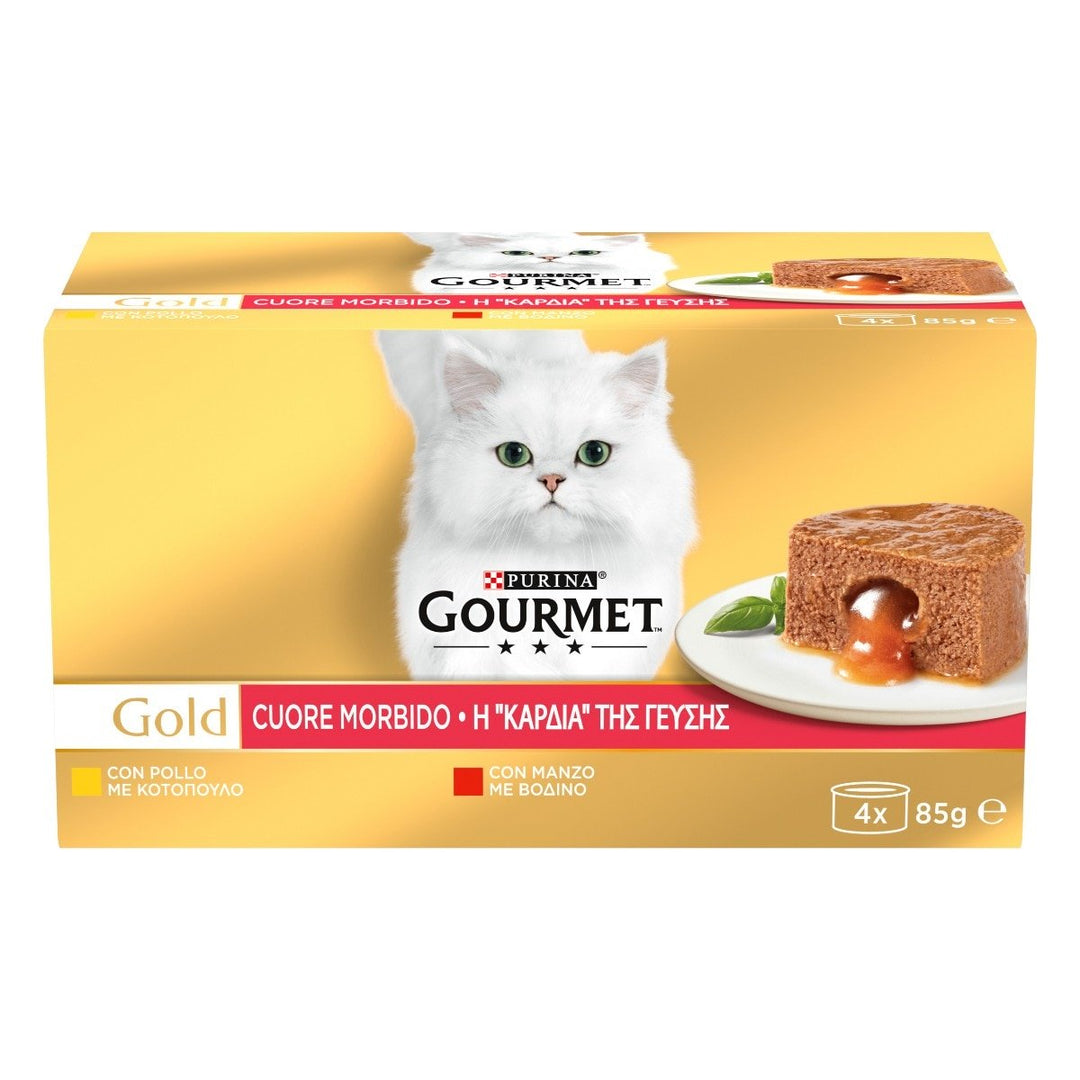 Gourmet Gold tins Melting Hearts (Chicken & Beef), 4 Pack (4 x 85g)