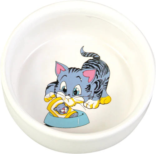 4009 - cat ceramic bowl with cat motif