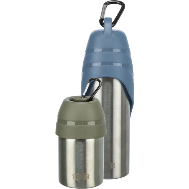 Bottle With Bowl, Stainless Steel/Plastic