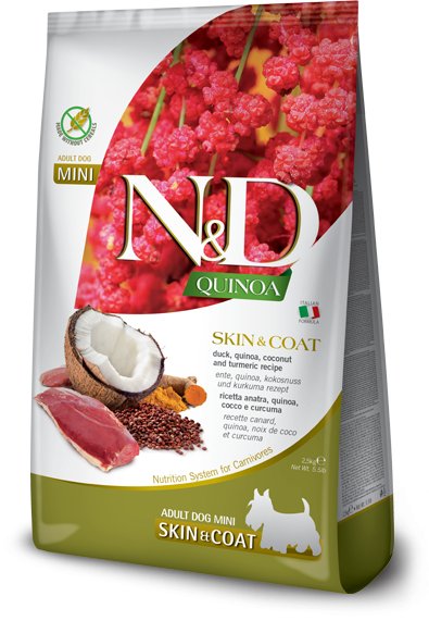 Farmina N & D Quinoa Skin & Coat Adult Mini, Duck, quinoa, coconut and turmeric