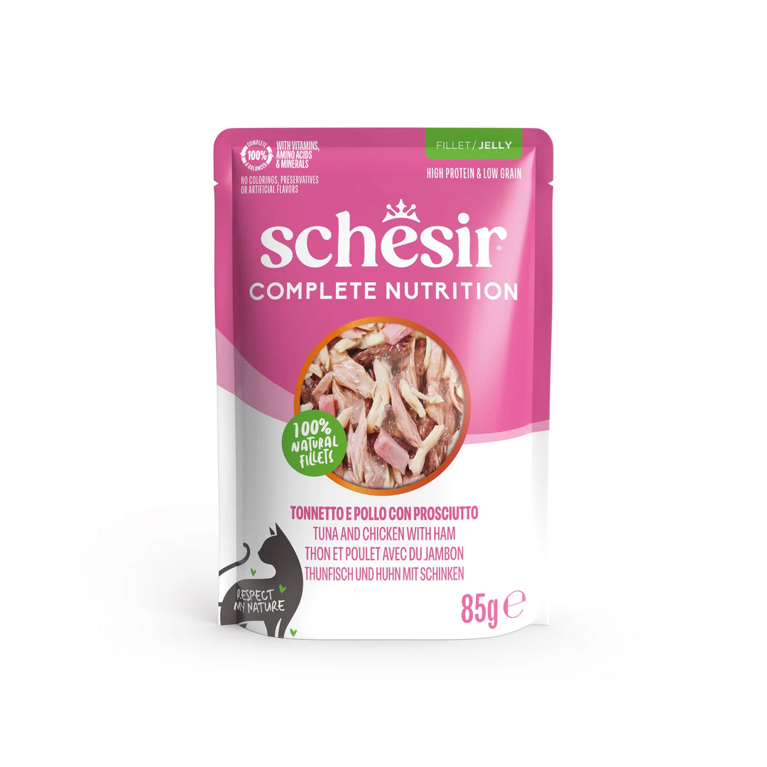 Schesir Pouch Tuna, Chicken &amp; Ham Mousse, Complete,  85g