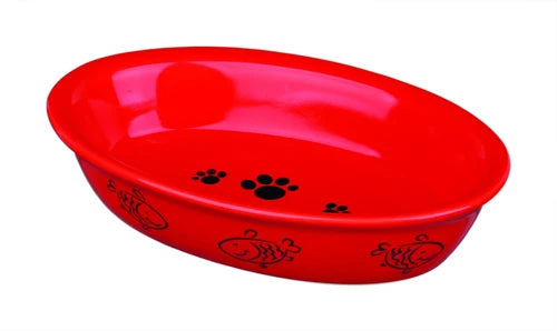24495 - Cat Bowl, Oval Ceramic 0.2ltr/ 15 x 10cm
