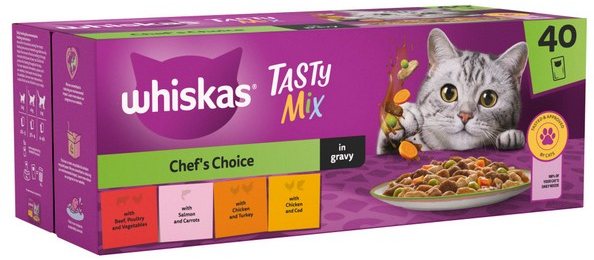 Whiskas tasty Mix Chef's choice, 40 pack in gravy