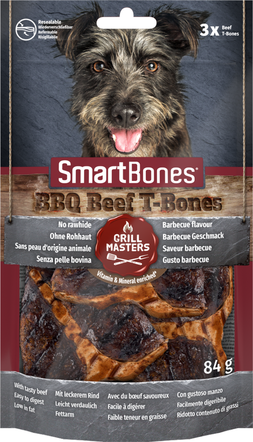 Smart Bones Grill Masters BBQ Beef T-Bones (x3), 84g