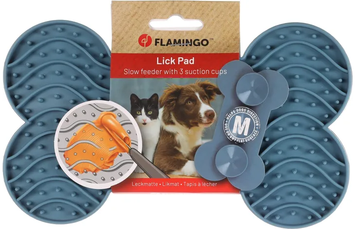 Flamingo Lick Pad Yumme Silicone Bone Med Petrol