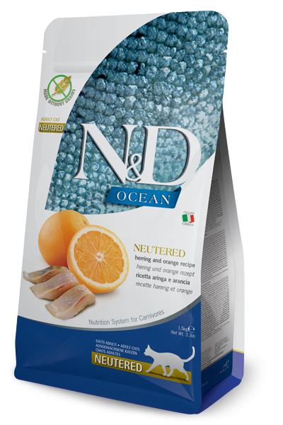 N & D Cat dry Ocean Grain Free - Neutered Herring & Orange