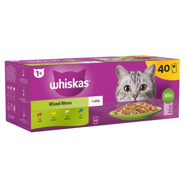 Whiskas Mixed Menu , Poultry & Meat selection in Jelly (40 Pcs)