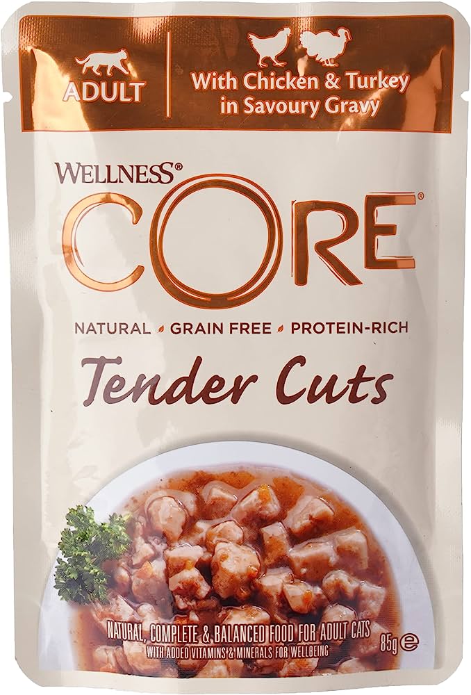 Wellness Core Tender Cuts Chicken & Turkey in gravy Pouches, 85g