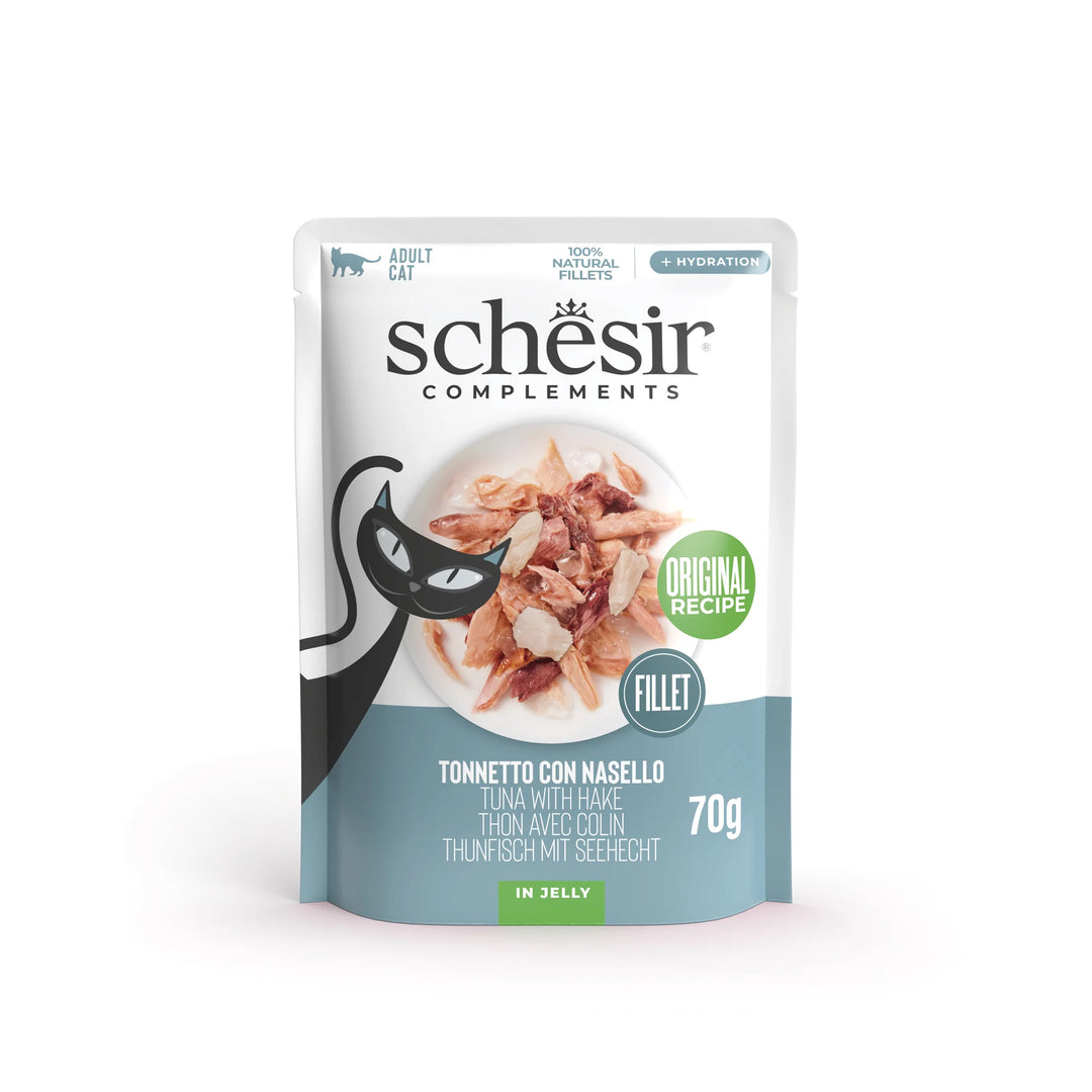 Schesir Cat Pouches Complimentary 85g - Tuna with Hake in jelly