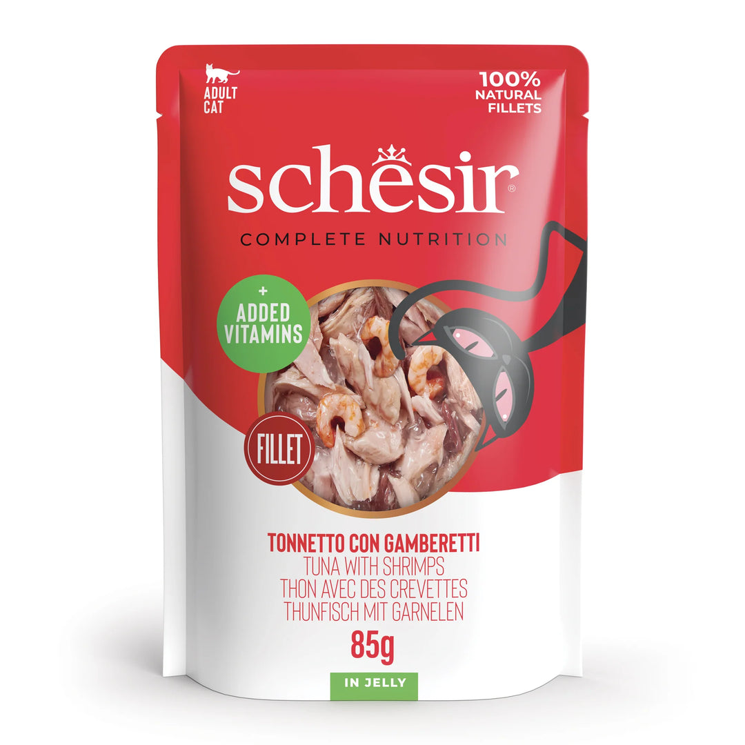 Schesir Cat Pouches Complete, 85g - Tuna shrimp in jelly