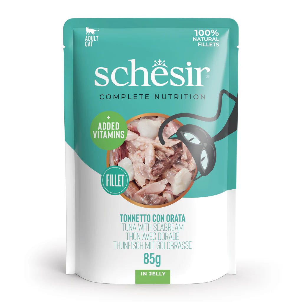 Schesir Cat Pouches Complete, 85g - Tuna  Seabream in jelly