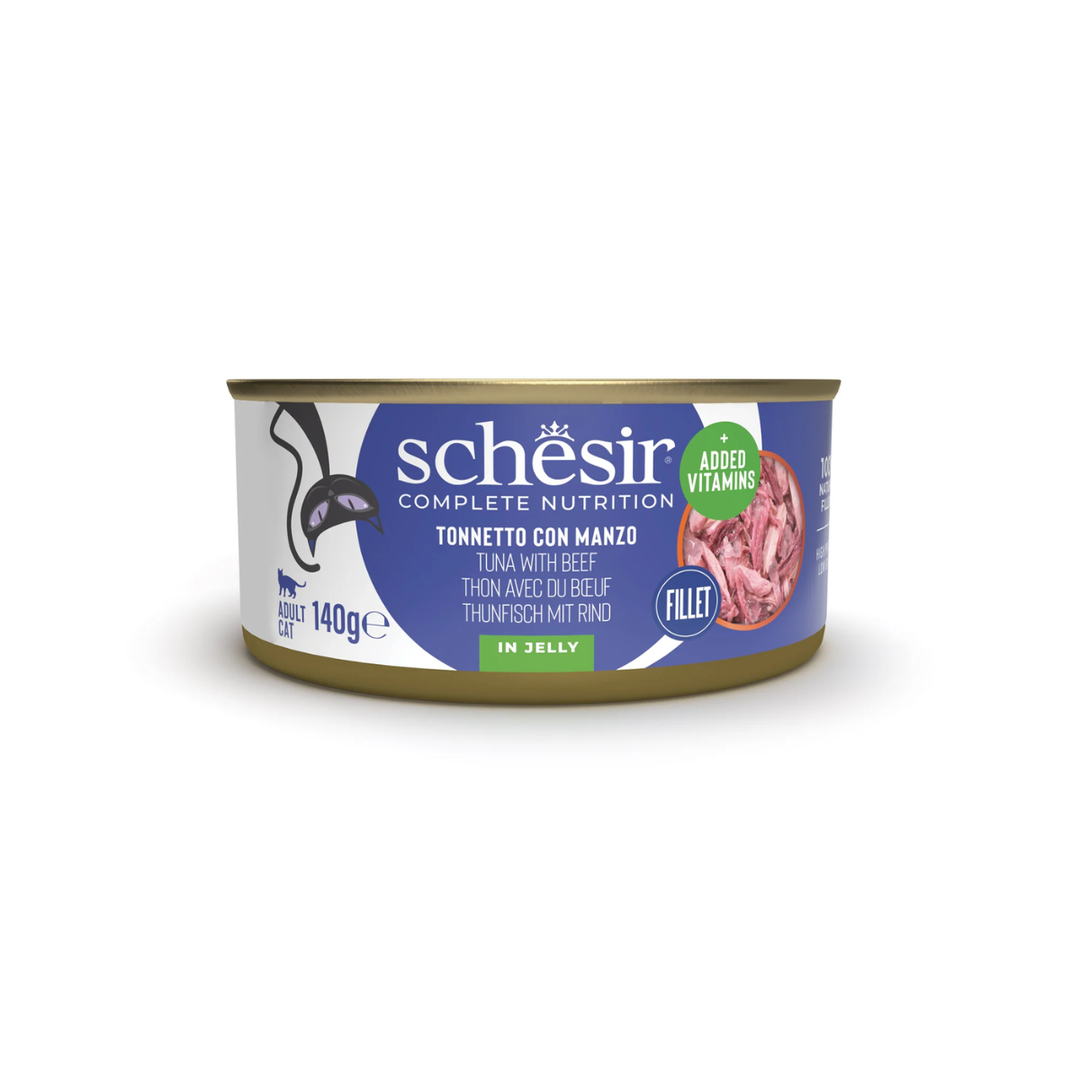 Schesir cat tin, Complete, 140g - Tuna with Whitebaits in jelly
