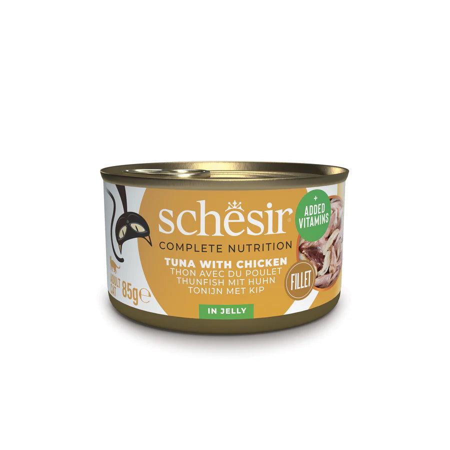 Schesir cat tin, Complete, 85g - Tuna &amp; Chicken Jelly