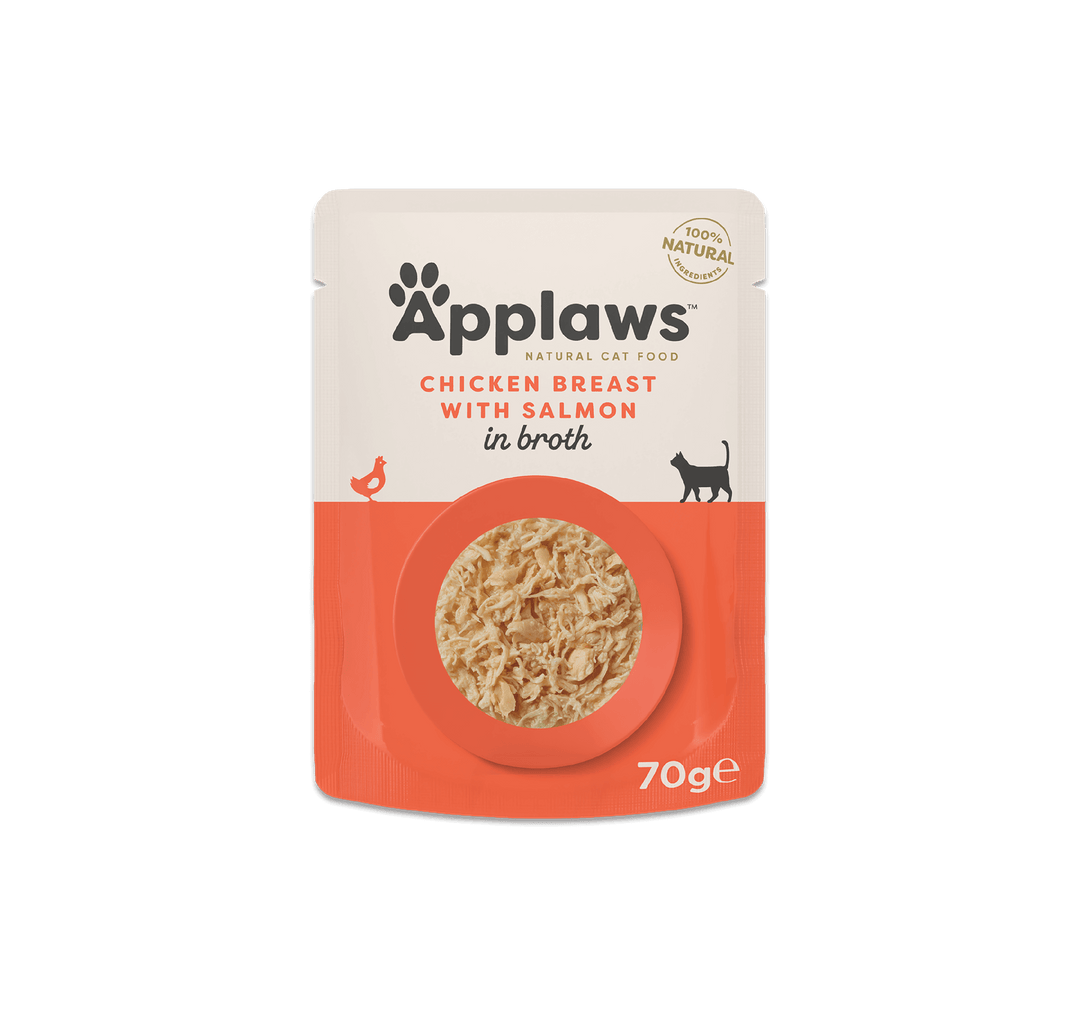 Applaws Pouches Chicken Breast with Salmon in Broth, 70g - 1 bx (12pc)