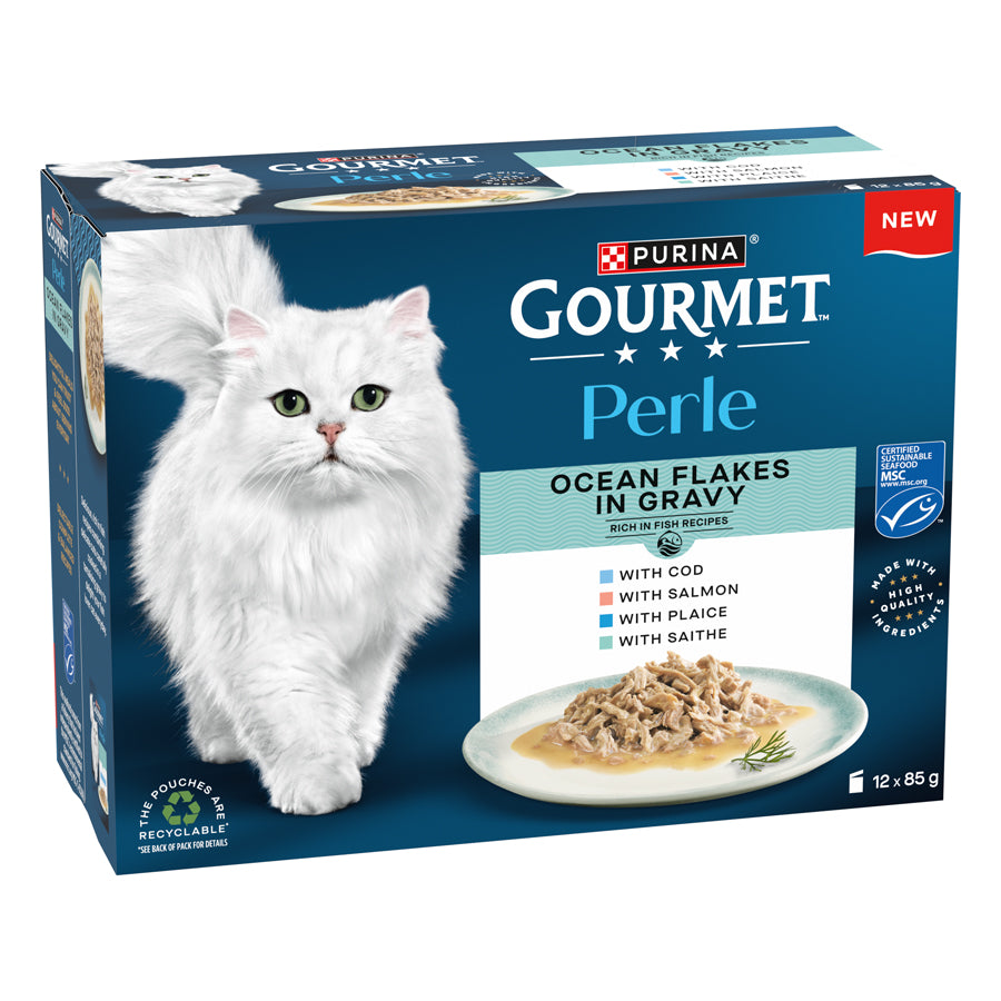 Gourmet Pouches Ocean Flakes in Gravy, 12 Pack