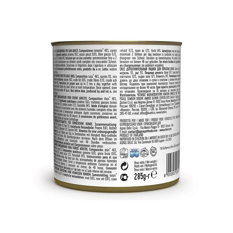 Schesir Dog tin 285g - Tuna &amp; Carrots