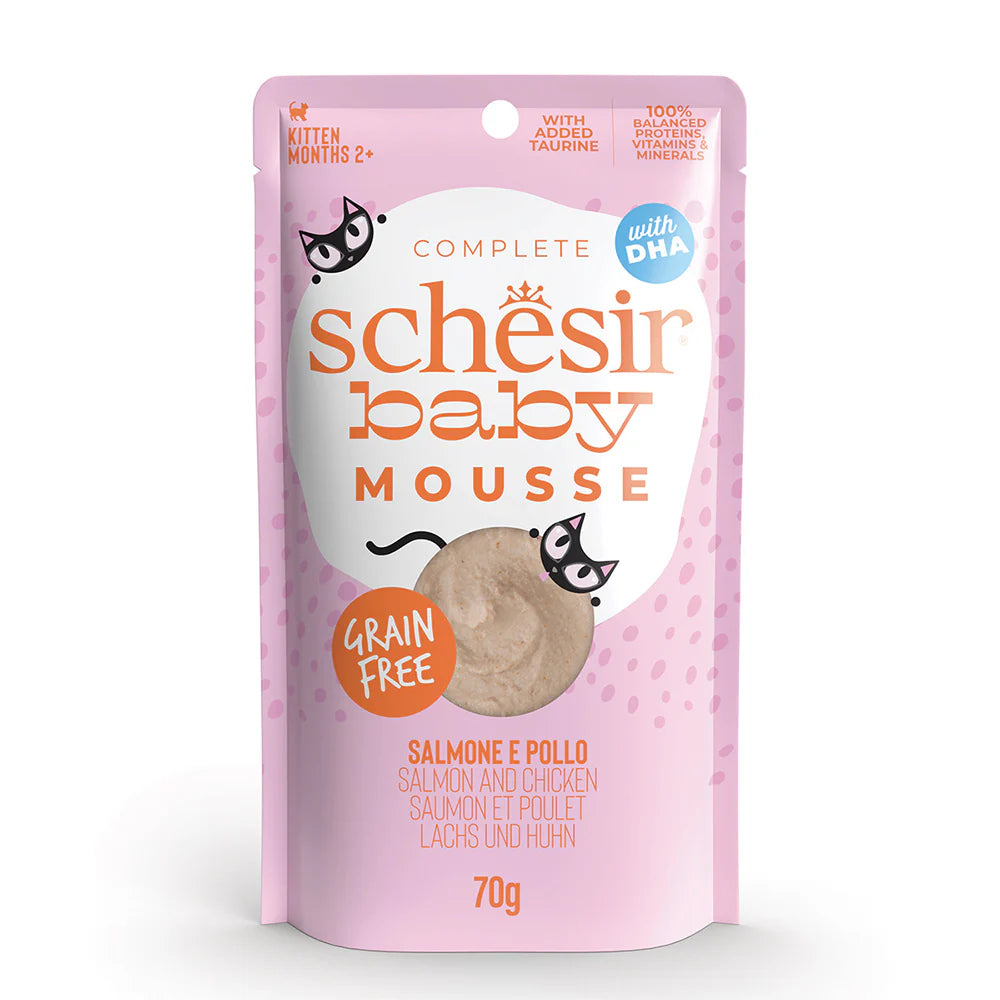 Schesir cat Pouch, Baby Mousse ,Salmon &amp; chicken liver 70g