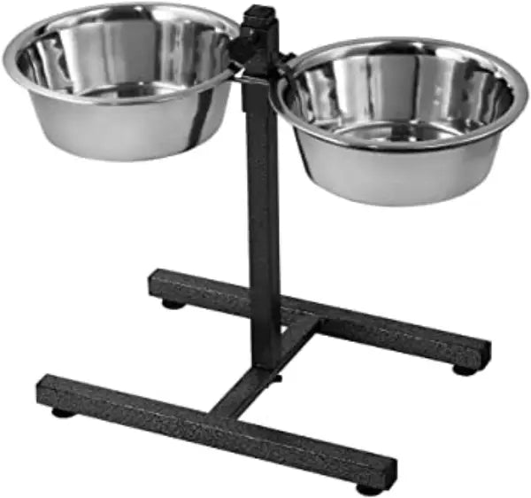 25006- Dog bar, height adjustable, melamine/stainl. steel, 2 x 2.4 l/ 25 cm, white