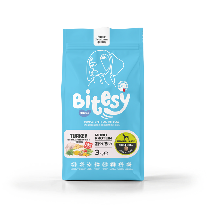 Bitesy Dog Mono Protein Turkey & Sweet Potato (Medium & Large Breeds)