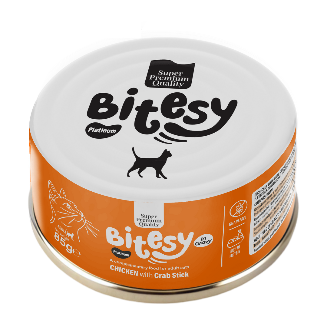 Bitesy cat wet food, 85g - Chicken &amp; Crabstick