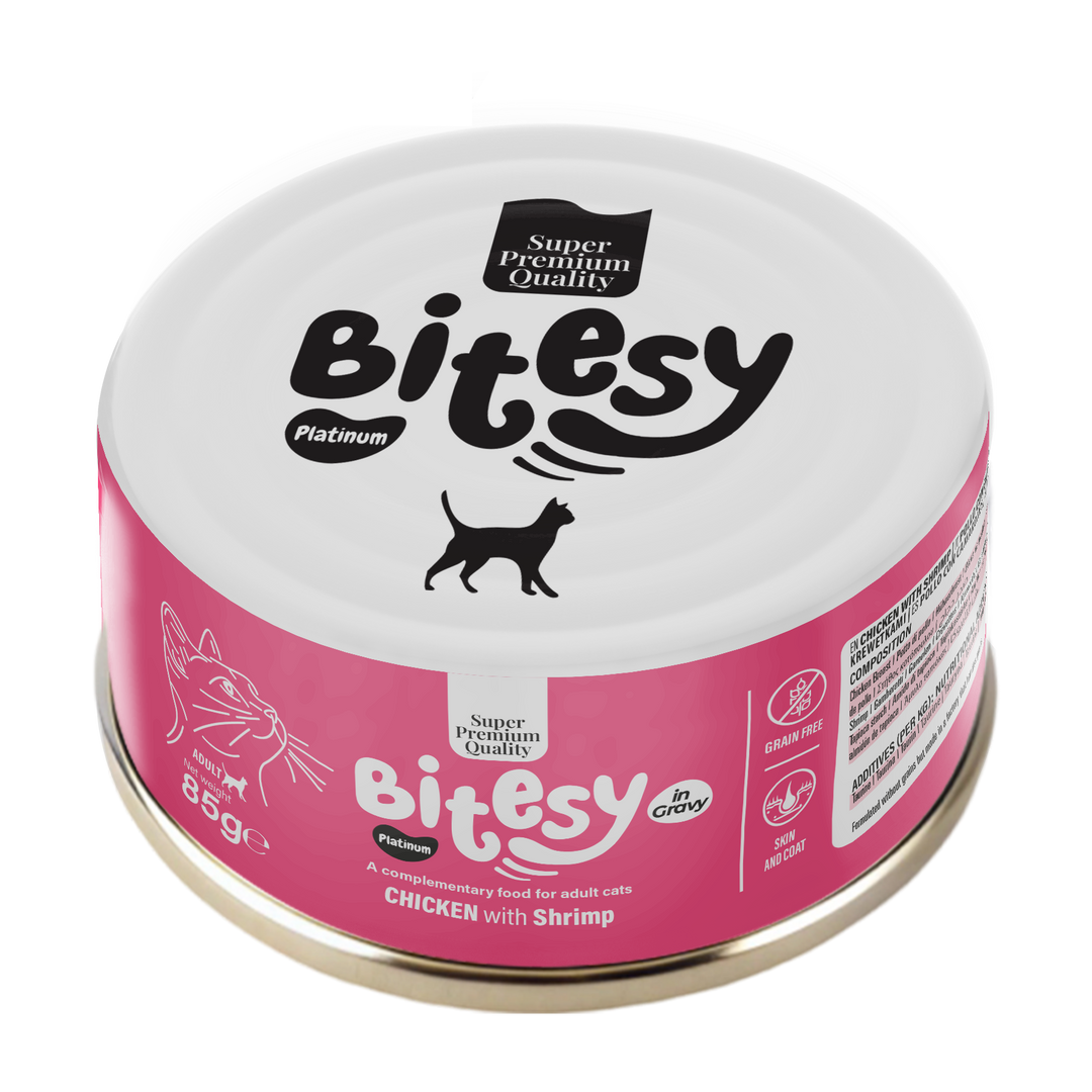 Bitesy cat wet food, 85g - Chicken &amp; Shrimp