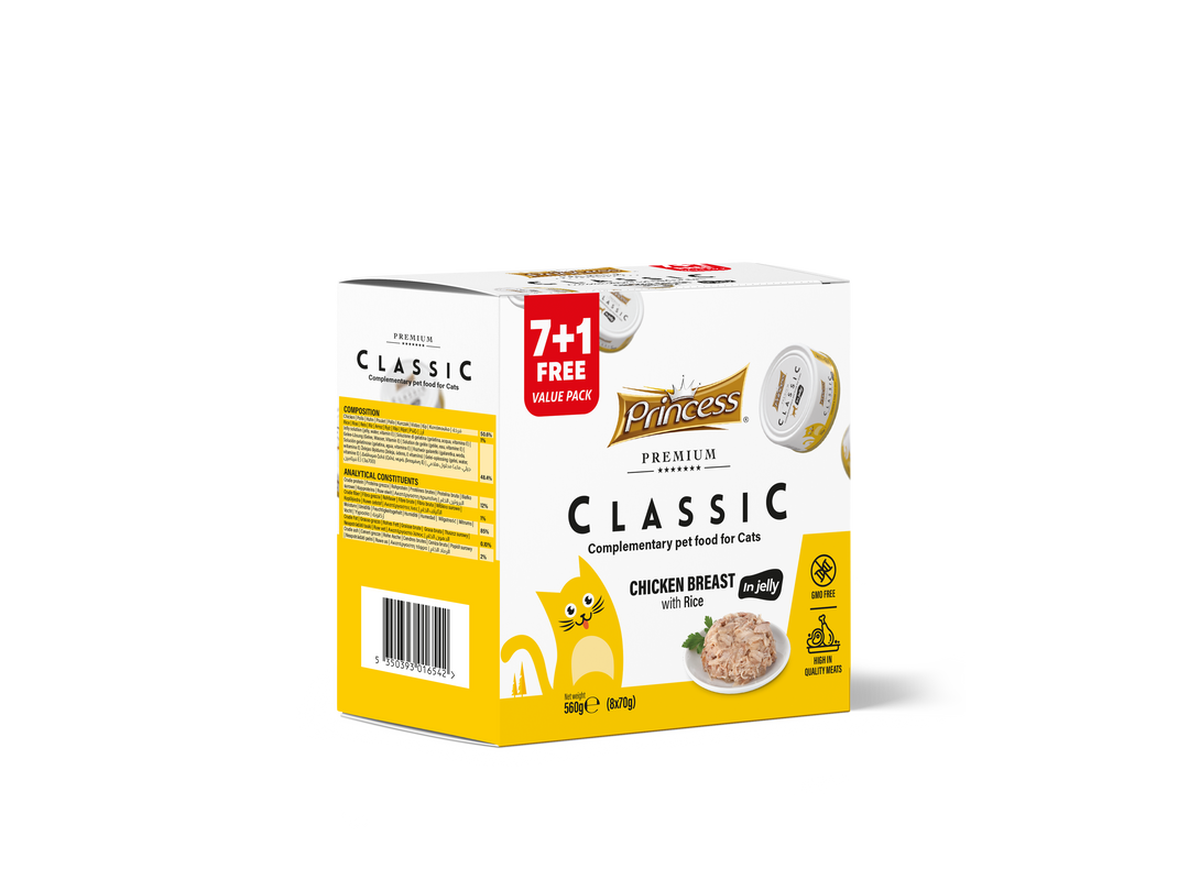 Princess Classic 7+1 free in jelly 560g (8x70g) - Chicken Breast with Rice