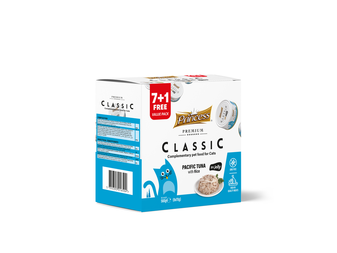 Princess Classic 7+1 free in jelly 560g (8x70g) - Pacific Tuna with Rice