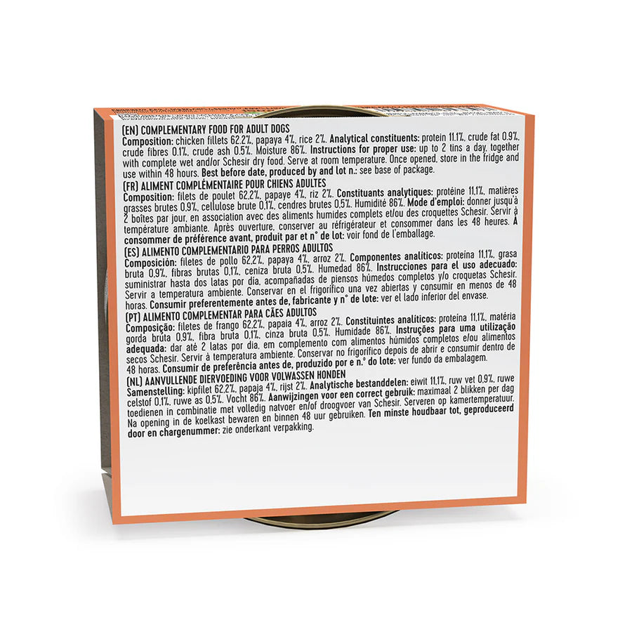 Schesir Dog tin 150g - Chicken with Papaya