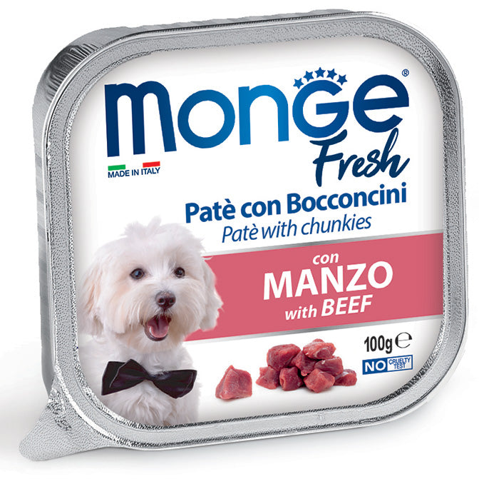 Monge Dog Fresh wet foil Pate &amp; Chucks 100g - Beef